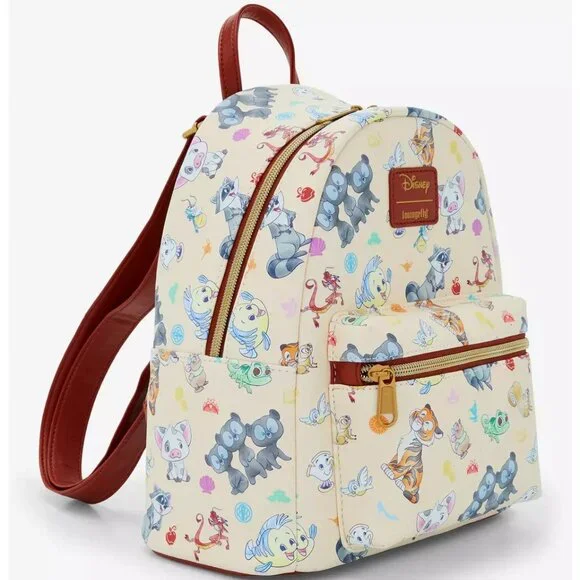 Loungefly Disney Princess Sidekicks Mini Backpack Characters Pattern Bag - Picture 2 of 4